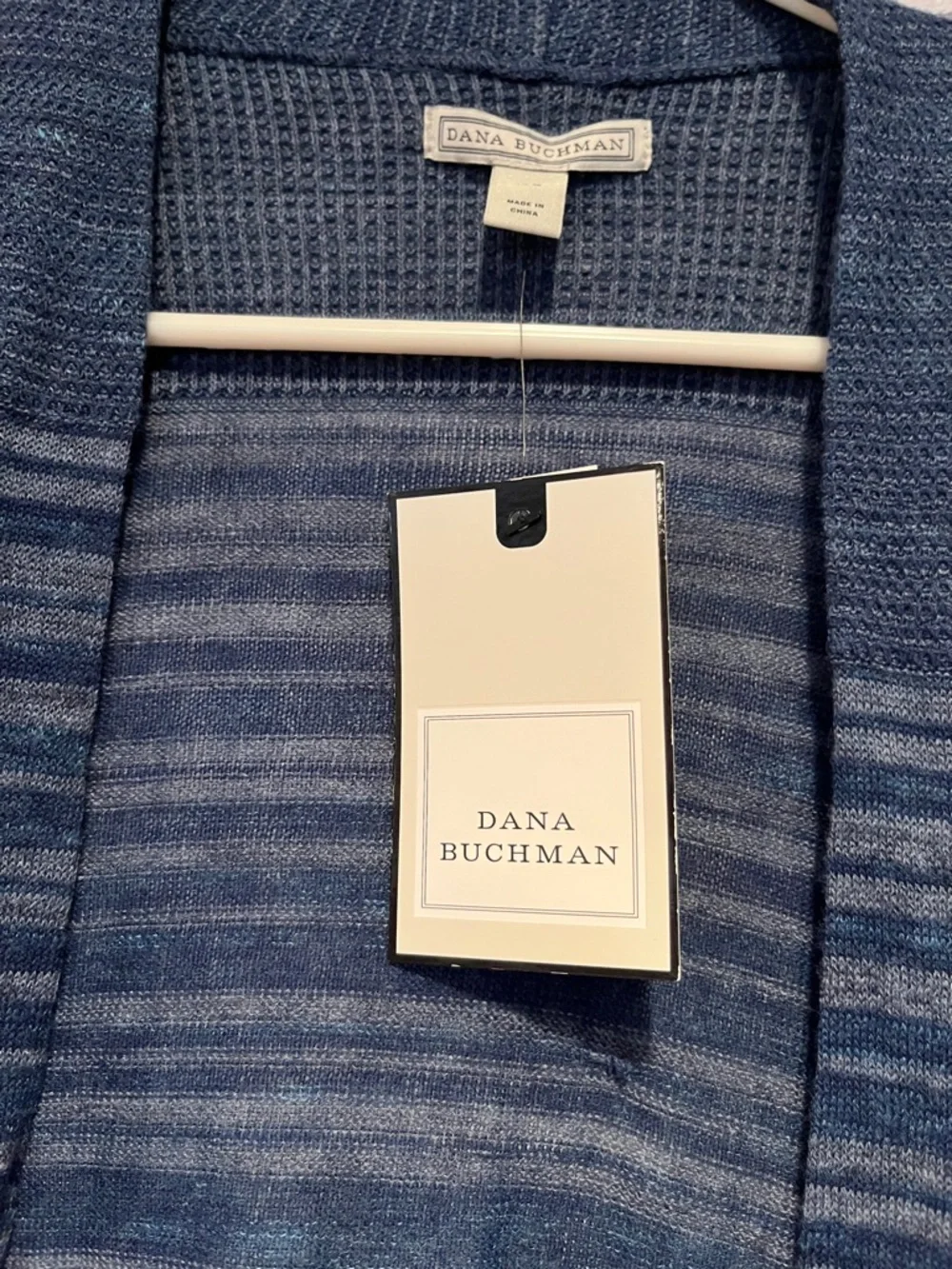 Dana Buchman Blue Striped Open Drape Cardigan new with tags XL sweater top